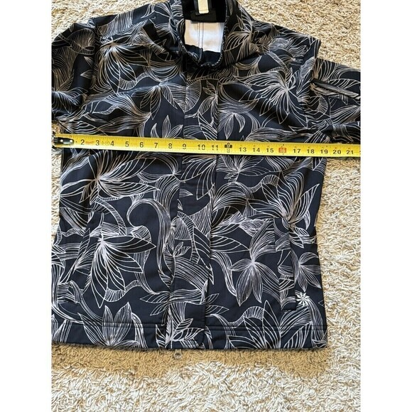Athleta Odyssey Leaf Print Jacket Full Zip Magnetic Running Workout Black Sz M - Picture 10 of 11